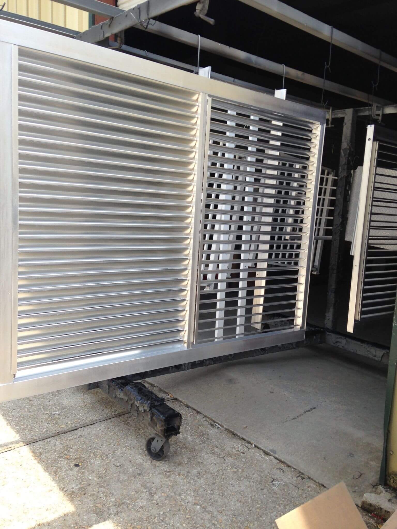 Industrial metal security gates powder coated